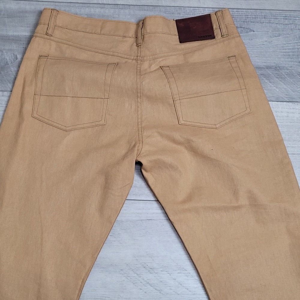 👖Gustin Pants Mens 36x29 Mustard Linen Chino Straight #21‎ Button Fly Made USA - Picture 9 of 15